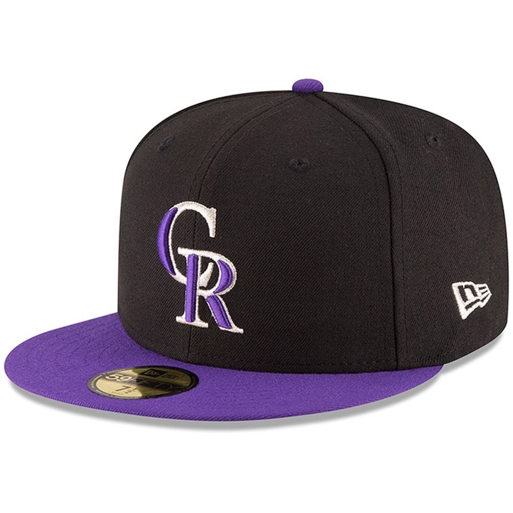 Men's Colorado Rockies New Era Black/Purple Authentic Collection On Field 7 1/2